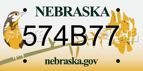 574B77 Nebraska License Plate