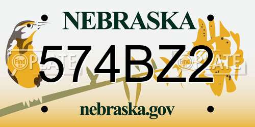 574BZ2 Nebraska License Plate