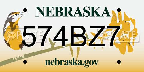 574BZ7 Nebraska License Plate