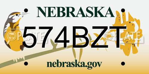 574BZT Nebraska License Plate