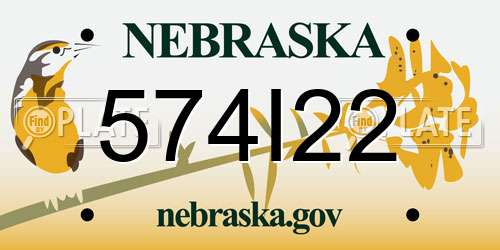574I22 Nebraska License Plate