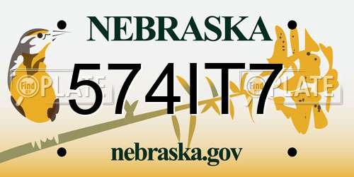 574IT7 Nebraska License Plate
