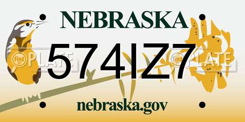 574IZ7 Nebraska License Plate