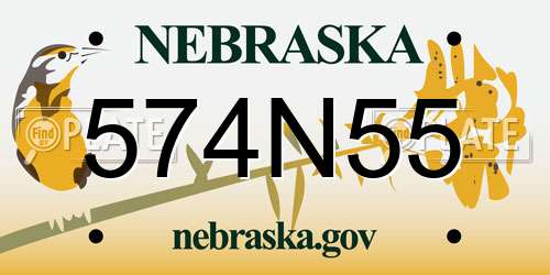 574N55 Nebraska License Plate