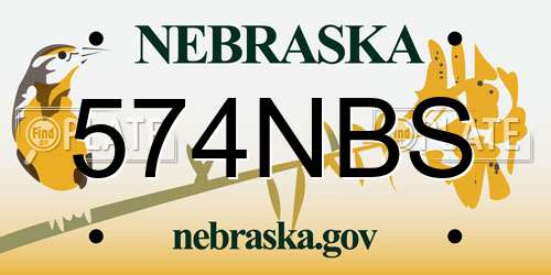 574NBS Nebraska License Plate