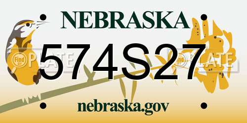 574S27 Nebraska License Plate