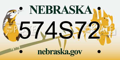 574S72 Nebraska License Plate