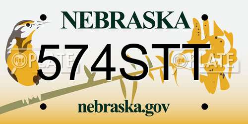 574STT Nebraska License Plate