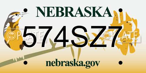 574SZ7 Nebraska License Plate