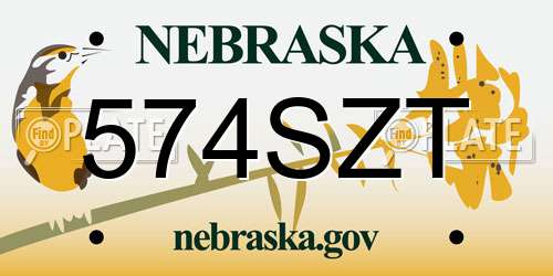 574SZT Nebraska License Plate