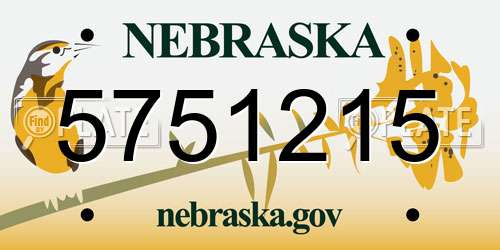 5751215 Nebraska License Plate