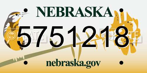5751218 Nebraska License Plate