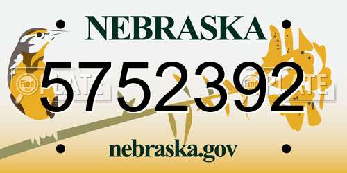 5752392 Nebraska License Plate