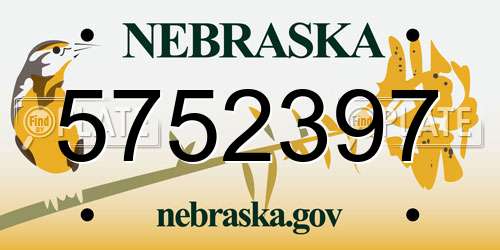 5752397 Nebraska License Plate