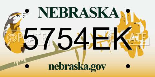 5754EK Nebraska License Plate