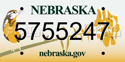 5755247 Nebraska License Plate