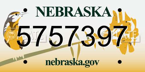 5757397 Nebraska License Plate