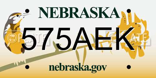 575AEK Nebraska License Plate