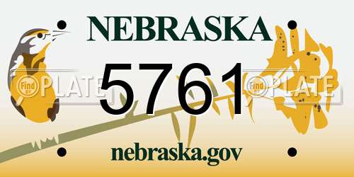 5761 Nebraska License Plate
