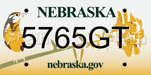 5765GT Nebraska License Plate
