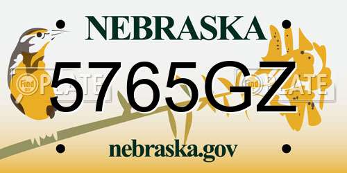 5765GZ Nebraska License Plate