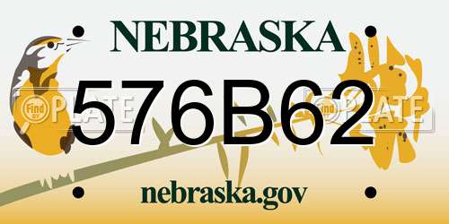 576B62 Nebraska License Plate