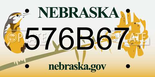 576B67 Nebraska License Plate