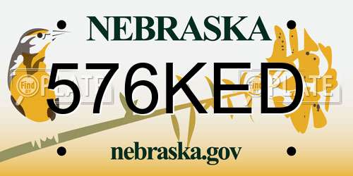 576KED Nebraska License Plate