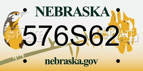 576S62 Nebraska License Plate