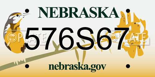 576S67 Nebraska License Plate