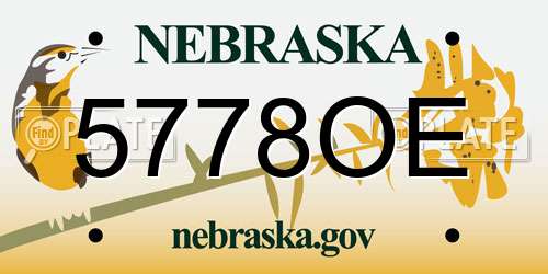 5778OE Nebraska License Plate