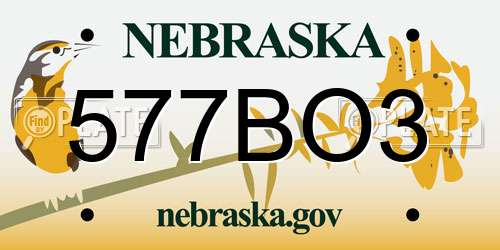 577BO3 Nebraska License Plate