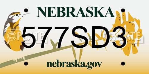 577SD3 Nebraska License Plate