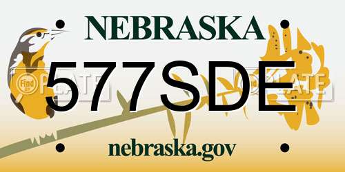 577SDE Nebraska License Plate