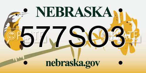 577SO3 Nebraska License Plate