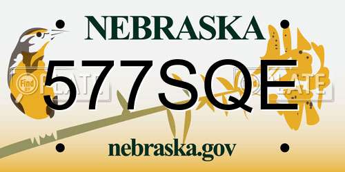 577SQE Nebraska License Plate