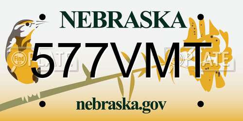 577VMT Nebraska License Plate