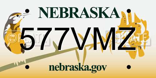577VMZ Nebraska License Plate