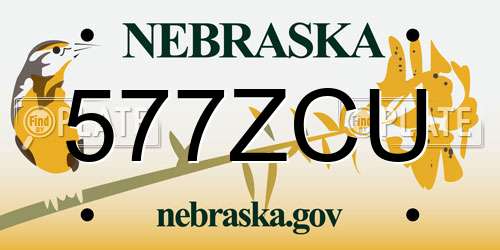 577ZCU Nebraska License Plate