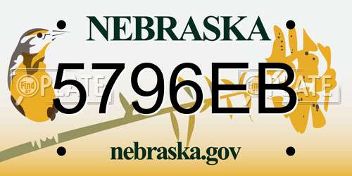 5796EB Nebraska License Plate