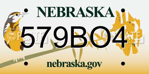 579BO4 Nebraska License Plate