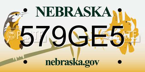 579GE5 Nebraska License Plate