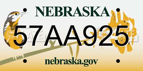 57AA925 Nebraska License Plate