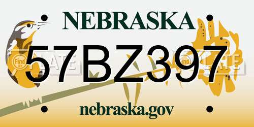 57BZ397 Nebraska License Plate