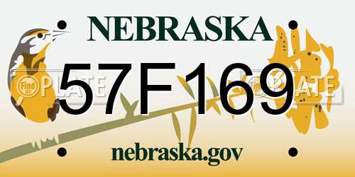 57F169 Nebraska License Plate