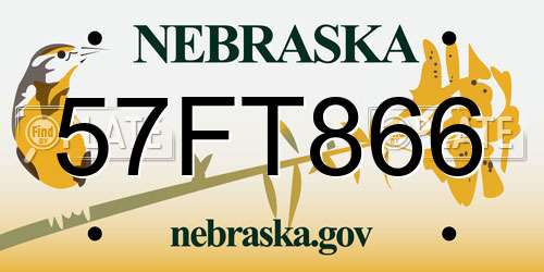 57FT866 Nebraska License Plate