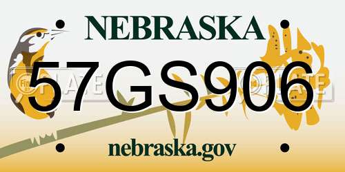 57GS906 Nebraska License Plate