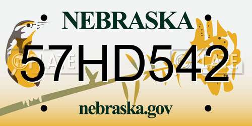 57HD542 Nebraska License Plate