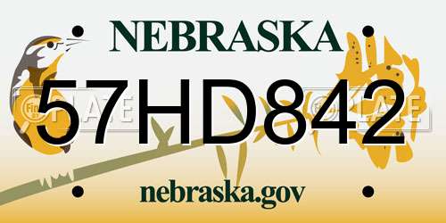 57HD842 Nebraska License Plate
