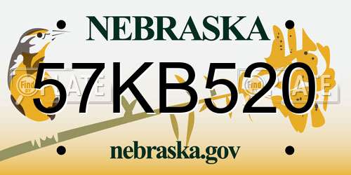 57KB520 Nebraska License Plate